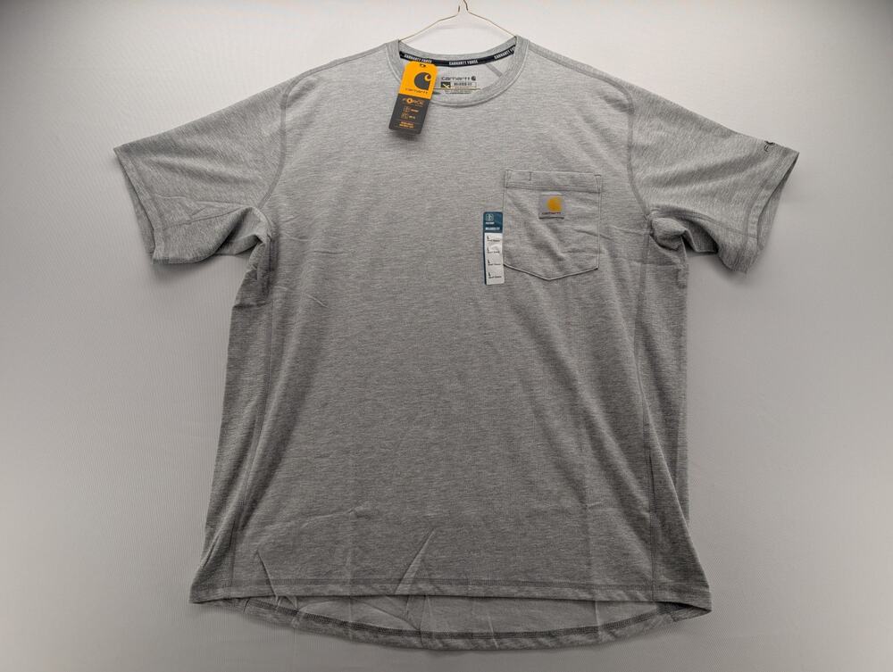 NWT Carhartt Force Relaxed Fit Short Sleeve Pocket T-Shirt in Heather Grey sz L